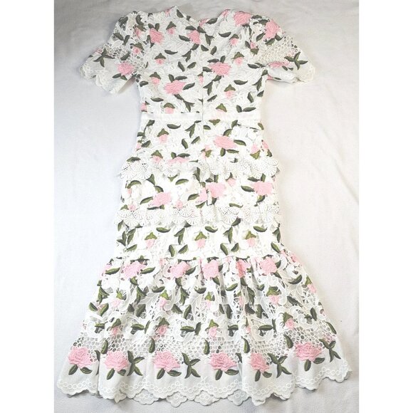 Just Me Womens Exquisite Floral Lace Midi Dress - Size M - Picture 11 of 13